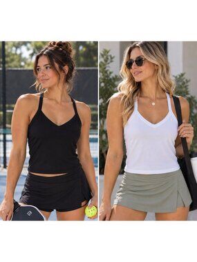 Felina size Small Pima Cotton 2 pk Racerback Tank Tops Black/White New